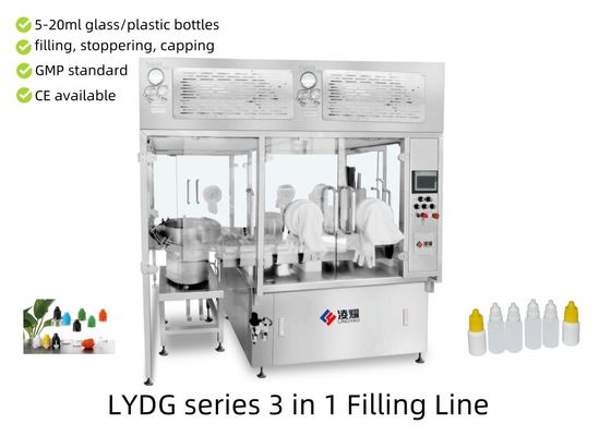 Machine automatique de remplissage de gouttes pour les yeux avec débit laminaire de classe ISO 5, stérile et conforme aux BPF